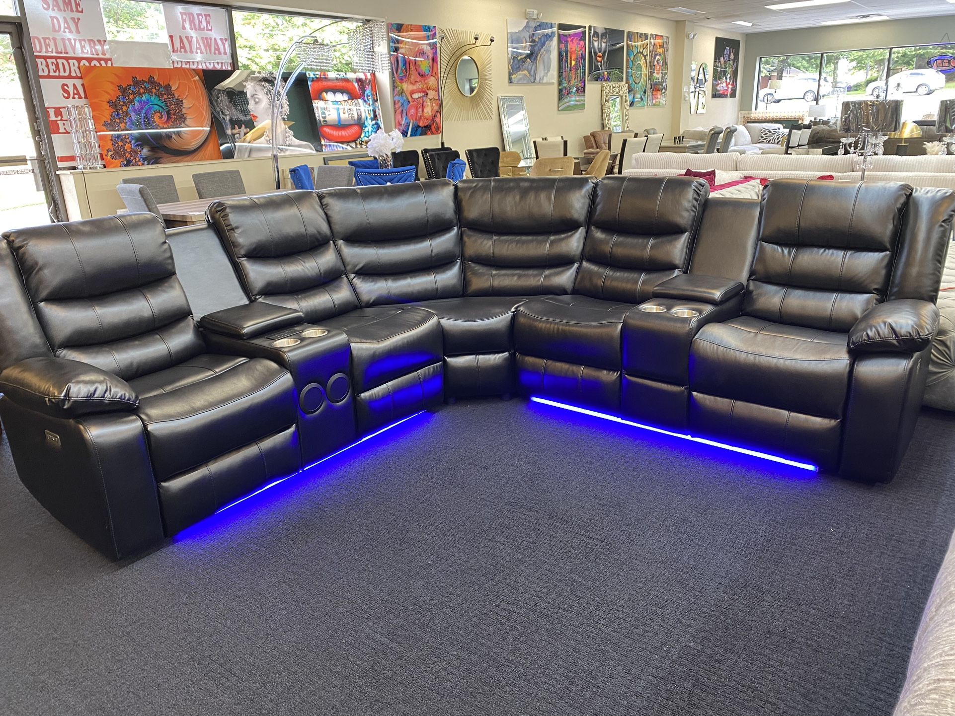 Black Power Seats Sectional