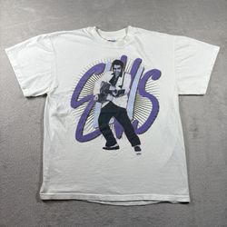 Vintage lvis Presley T-Shirt Mens Size L White Winterland 90s Single Stitch#1316