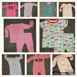 6 Month Baby Girl Pajamas, 11 items!