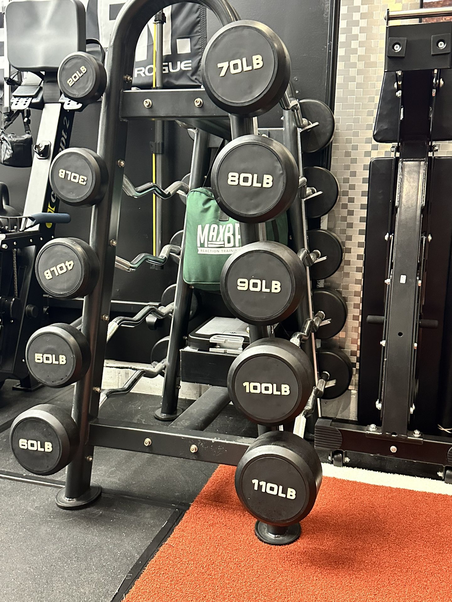 20-110lbs Fixed Curl Bar Set And Rack
