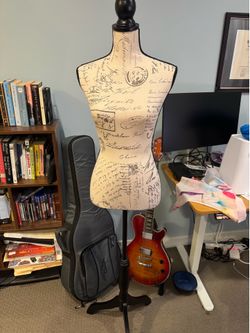 Decorated, fabric mannequin for decor or sewing