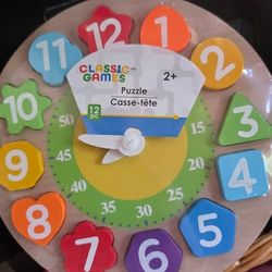 Classic Games Wooden Clock Puzzle, 12 Pieces