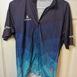 Miloto Racing Cycling Jersey Large Blue Aqua Full Zip Womens Size XL