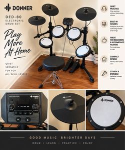 Donner DED-80 Electronic Drum Set with Stool