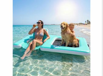 Brand new in the box - Inflatable Dog Pool Float with Swim Area Sunken Mesh,Durable PVC Inflatable Floating Dock for Small to Large Dogs