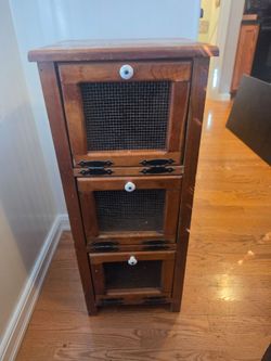 Rustic Wood Vegetable Storage Bin Cabinet