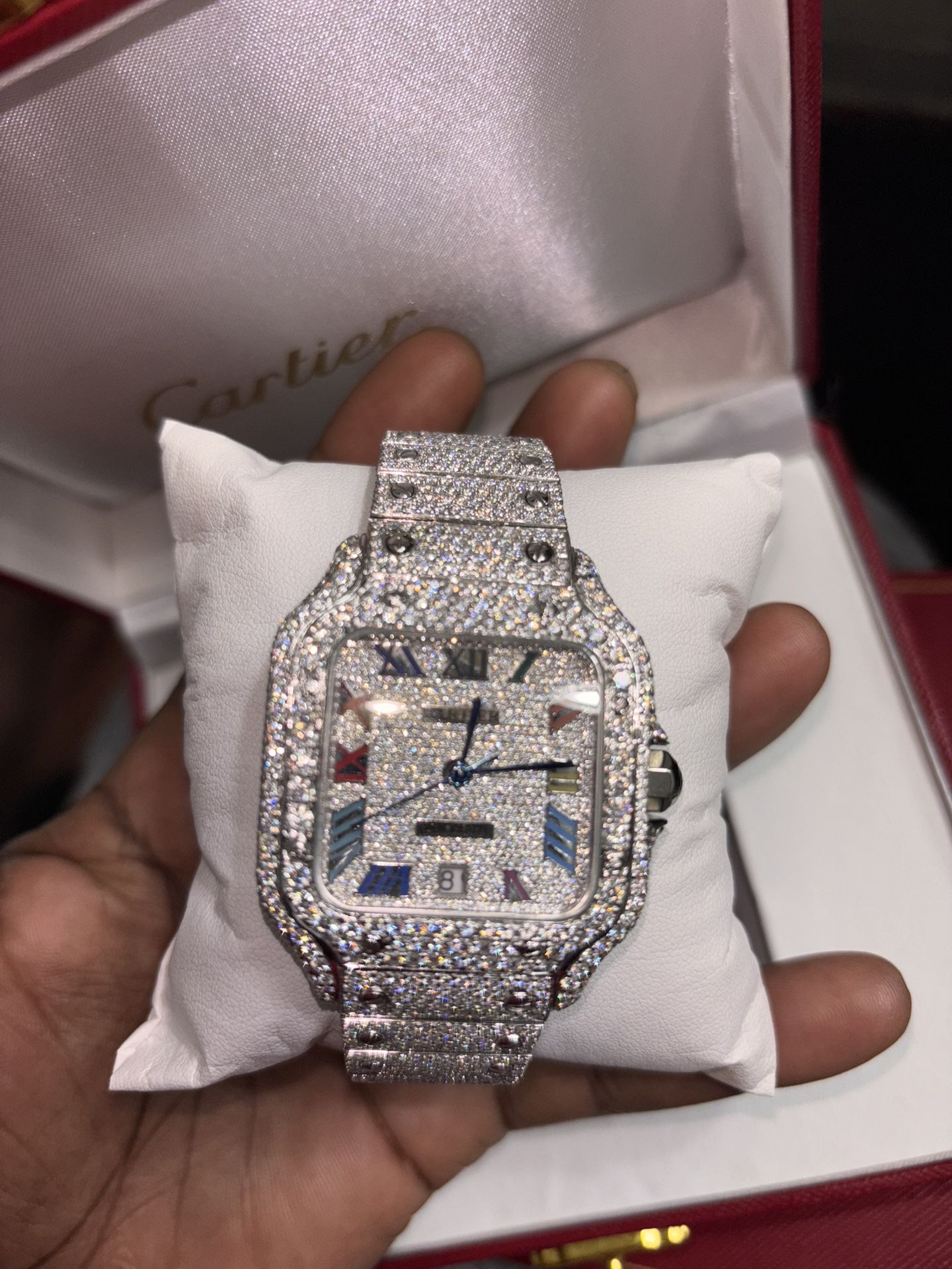 Cartier Santos Multicolor Watch *Moissanite*