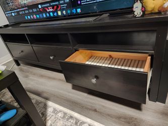 Black Wood TV Stand with Drawers