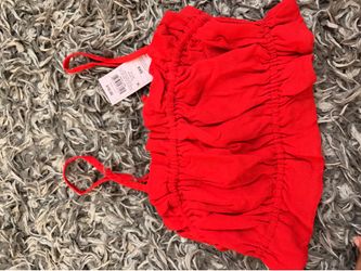 Red Ruched Crop Top Size XXS