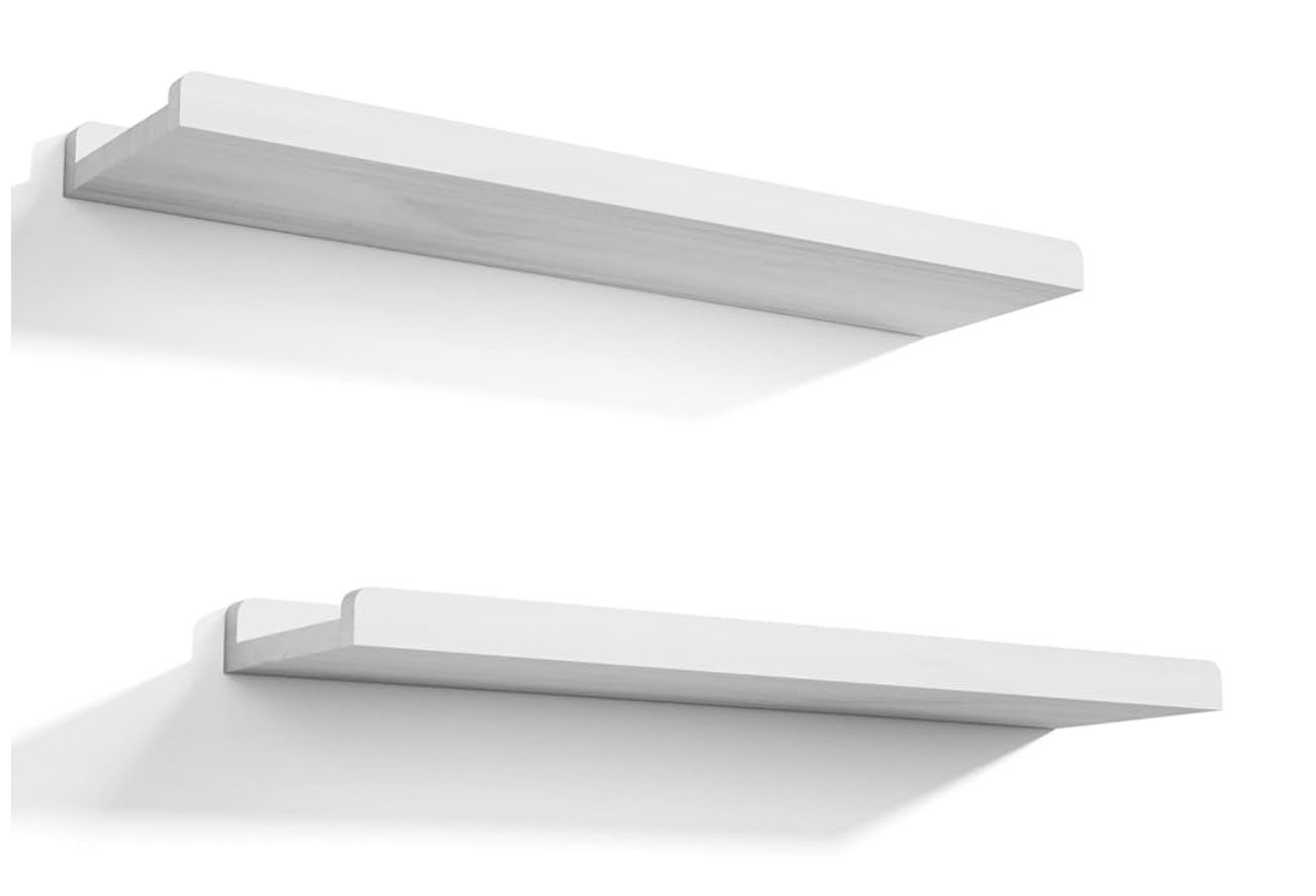 Floating Wall Mounted Shelves . Color: White . 23.6 Long - Set Of 2.