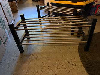 Wood Shoe Racks with Chrome Rails