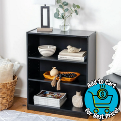 Mainstays 3-Shelf Bookcase with Adjustable Shelves, True Black Oak