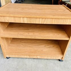 SMALL TABLE 3 TIER  SHELVES  NOT ADJUSTABLE WITH WHEELS  21Hx15Wx25L