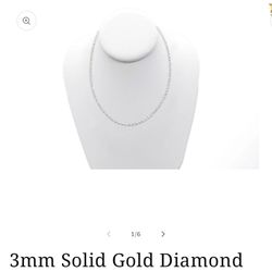 14K White Gold 3mm Diamond Cut Solid Rope Chain Necklace 22 Inches