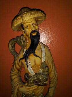 Mid to late 20 th century 19" resin Chinese figurine/ statue oriental