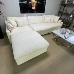 Pluma Ivory Fabric Modular Sectional / 4pc 