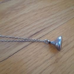 Vintage Sterling chain with pendant.  Hershey kiss Sterling  pendant.  