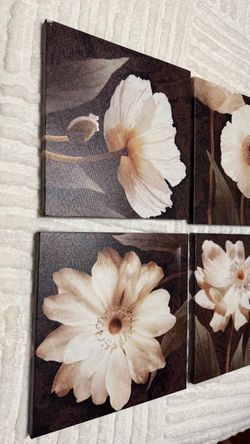 Set a floor floral picture set with wood frame