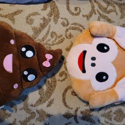 2 Poop Monkey Emoji Pillows