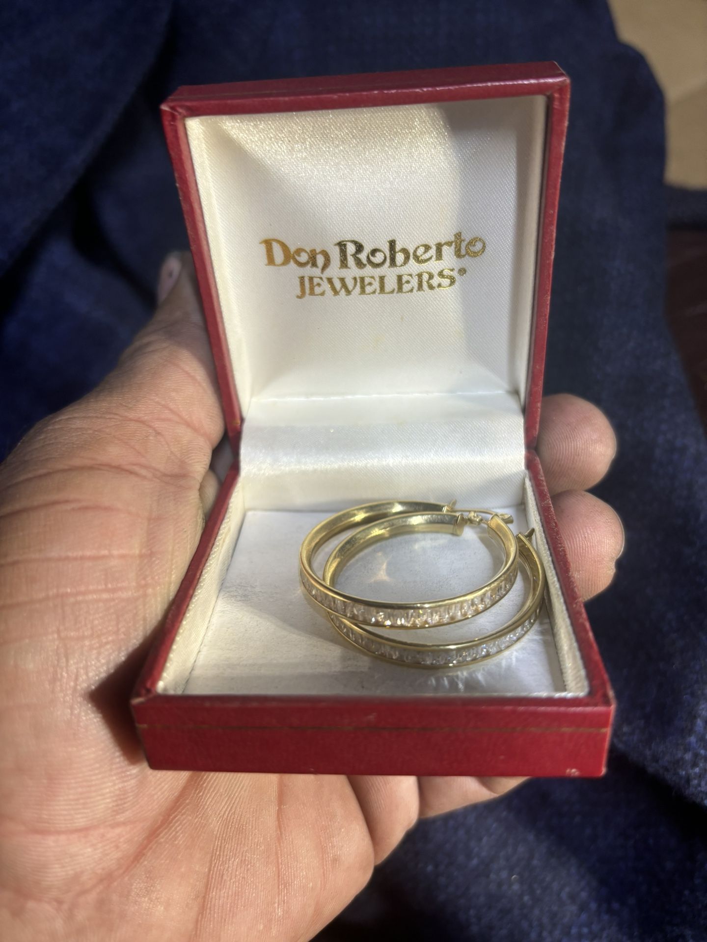 Hoop Earings 14K 2 Tone 3x4.5 mm Satin Diamond Cut