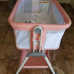 ANGELBLISS baby bedside Crib with Storage Basket  -  Pink