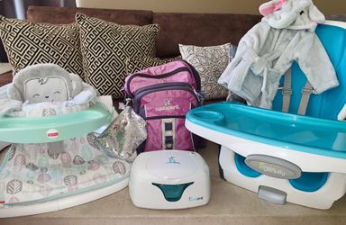 Baby Essentials Bundle – Bassinet, High Chair, Toys & More (Excellent Condition)