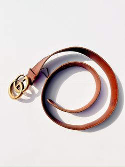 Gucci GG Marmont Leather Belt – Brown with Antique Gold Buckle 