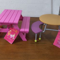 New W/Tags!! Our Generation Picnic Table & Cafeteria Table For 18" Dolls 