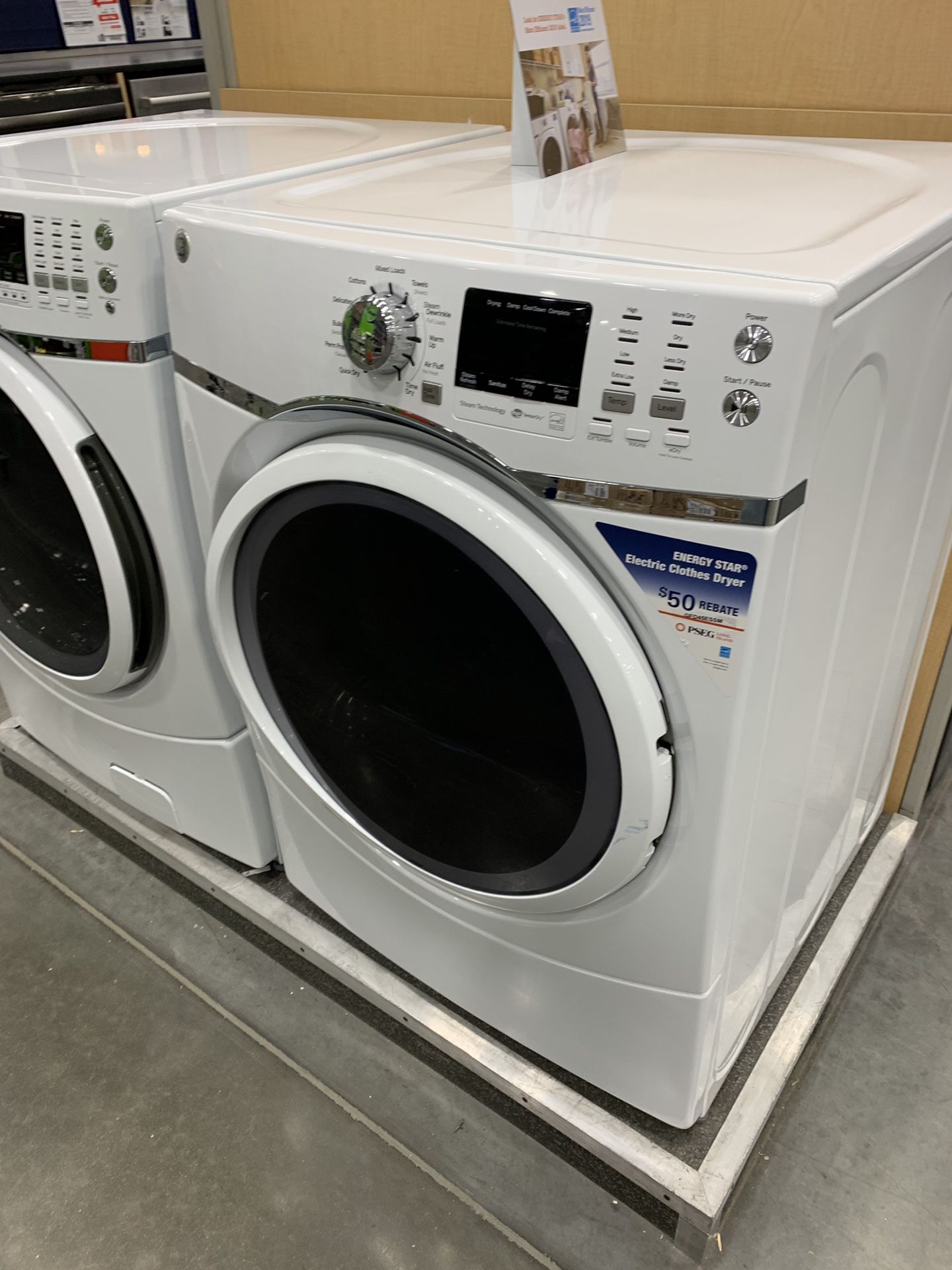 New,Ge electric washer and dryer set model GFD45ESSMWW and GFW450SSMWW