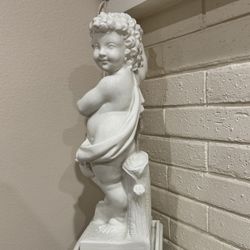 Neoclassical style white glazed porcelain cherub Figurine  Two Piece Set