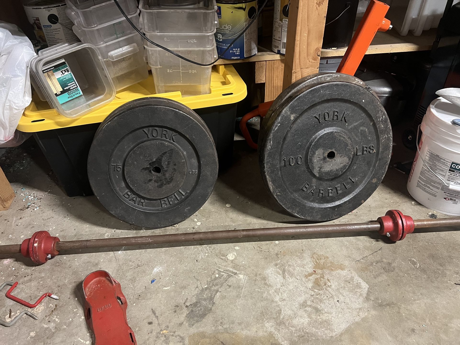 350 Pounds Of York Plates, A Barbell And Collars