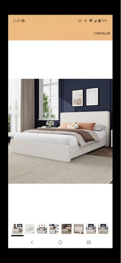 White Upholstered Platform Bed Frame