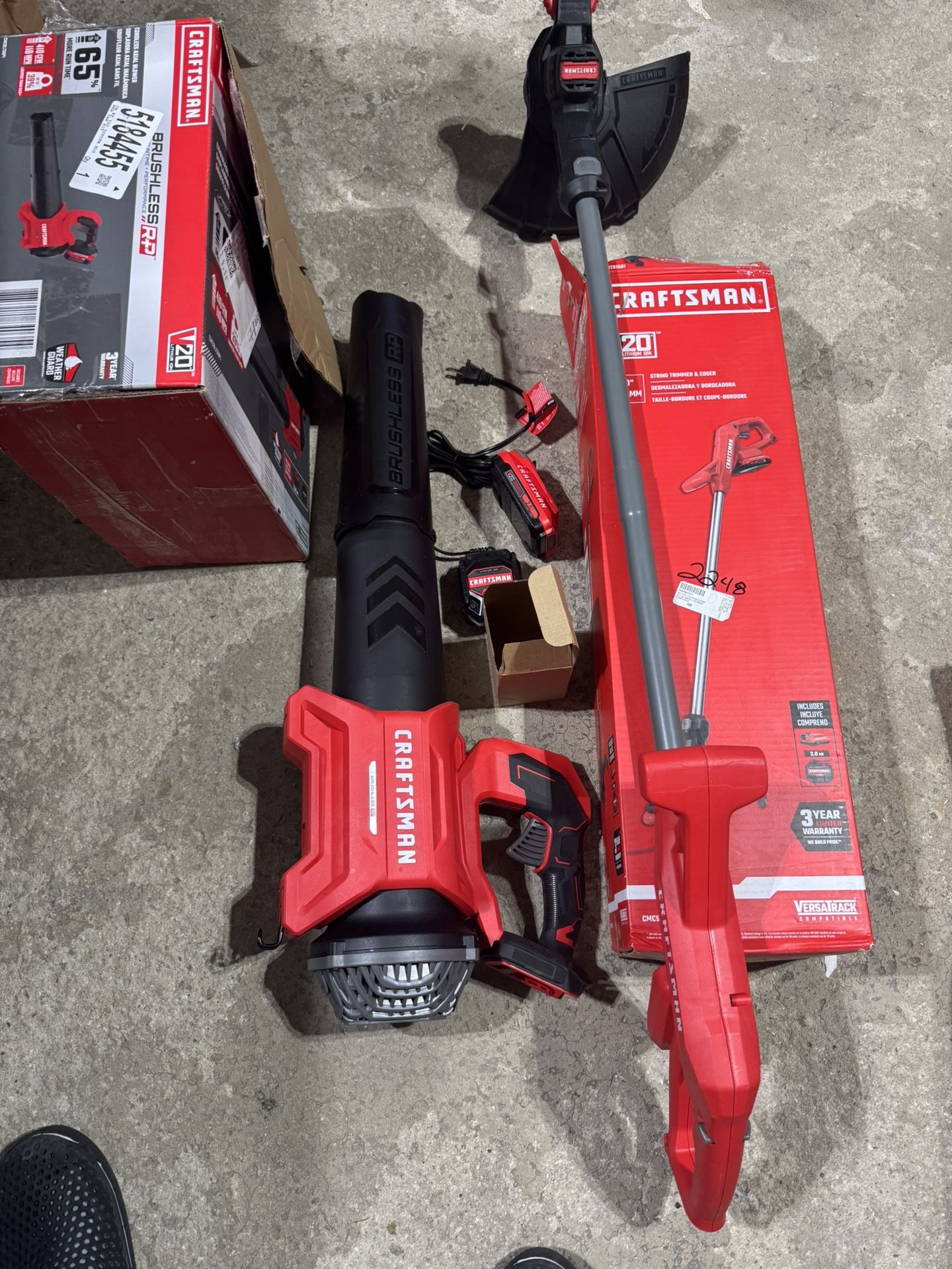 Craftsman 20 volt 2 tool set with 410fm Axial Blower brushless and 10” String Trimmer NEW