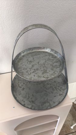 Two tier galvanized metal serving tray