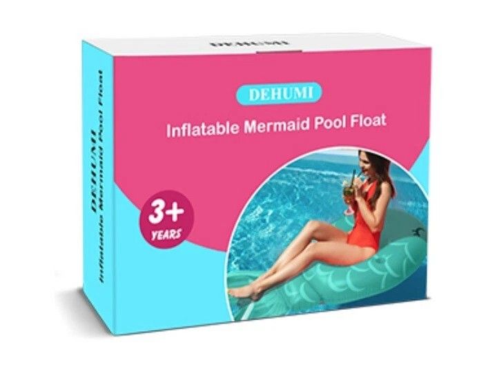 NIB Dehumi Inflatable Mermaid Pool Float Floatie - 86.6” Kids/ADULTS