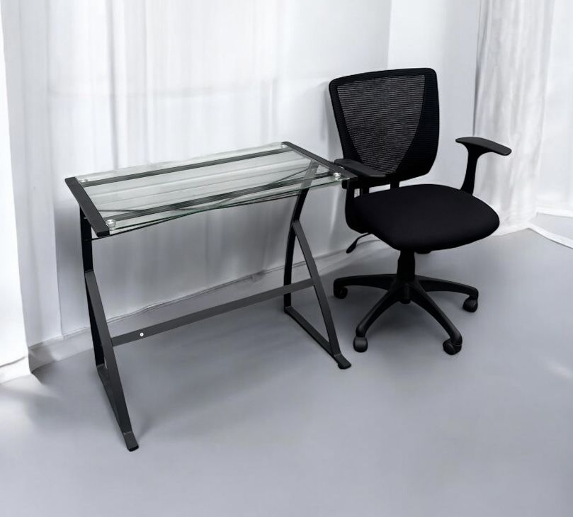 Newer Glass computer office student desk $35, Office chair $35