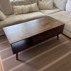 Wood mcm rectangle coffee table