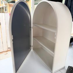 White Arched Cabinet with Shelves