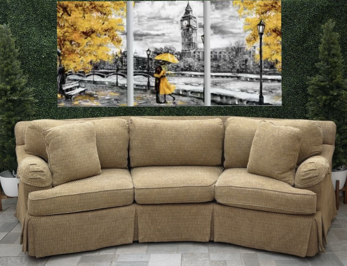 (Free Delivery 🚚) Curved Dark Beige Couch