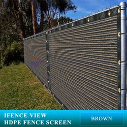 Ifenceview 6'x 15' Brown Shade Cloth Fence Privacy Screen Fabric Mesh for Construction Site, Chain Link Fence,  Yard Deck Balcony Driveway Railing