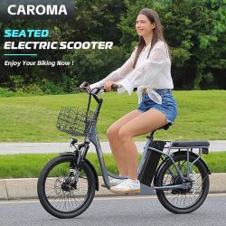 1200W Electric Scooter with Seat, 20" Fat Tire Electric Bike with 48V Removable Battery, Up to 30Miles & 20MPH, Adult Electric Bicycles for