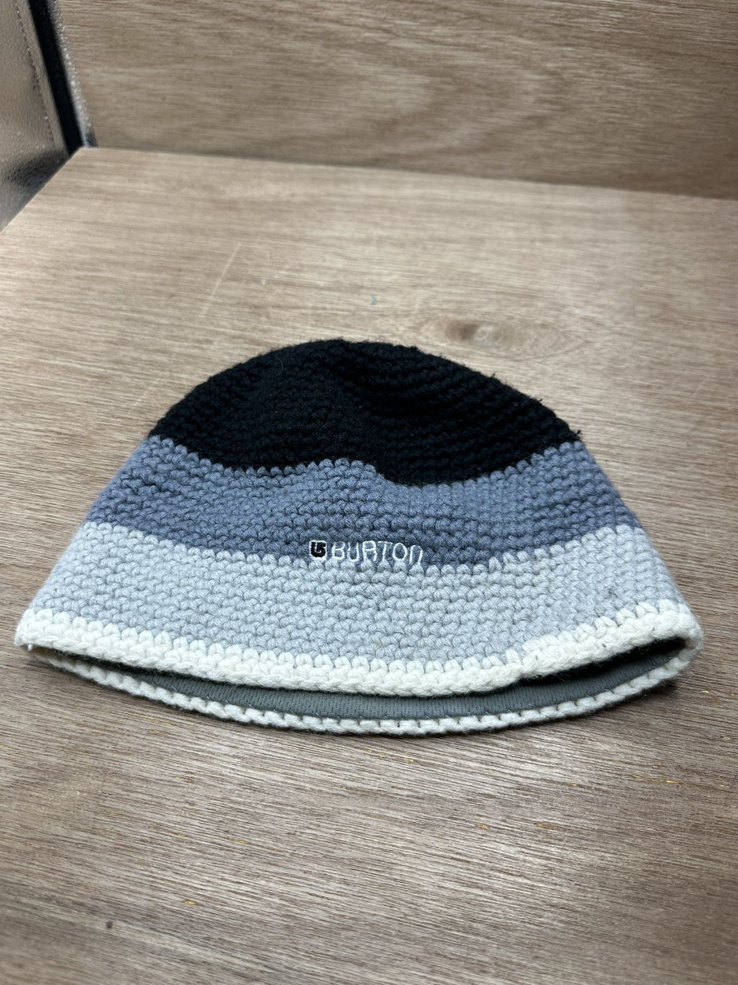 Burton Snowboards Wool Beanie Gray Black White Knit