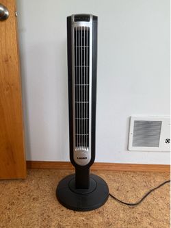 Lasko Oscillating Tower Fan with Remote – Black & Silver