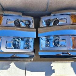 15-19 Chevrolet Silverado 2500HD 3500HD LED DRL Projector Headlights Luces Calaveras Micas Faros Faroles Headlamps Focos Chevy 