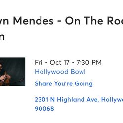 SHAWN MENDES CONCERT TICKETS