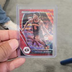Anthony Edwards Red Wave Prizm Draft Pick Basketball