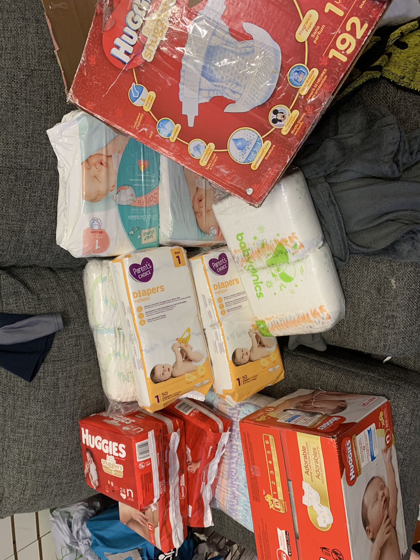 Newborn and Size 1 diapers
