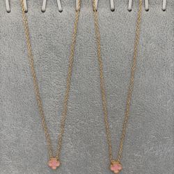 Pink Mini Clover Necklace 