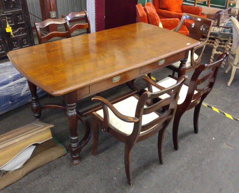 Antique Library Table & Chairs