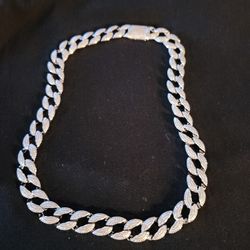 Iced Out With Czs 20 Inch Stainless Steel Necklace Silver In Color